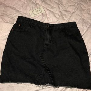 black denim mini skirt